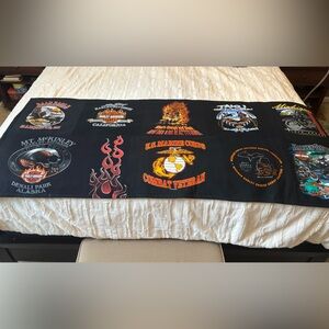 Harley Davidson T Shirt Bed Runner Quilt Vet 75” X 31” MI Denali Wolf Marine